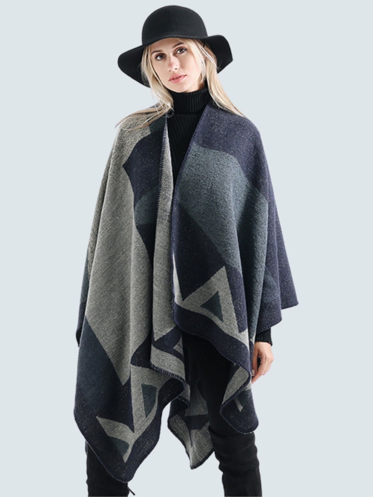 Women's Geometric Glamour Vintage Shawl Cardigan Navy