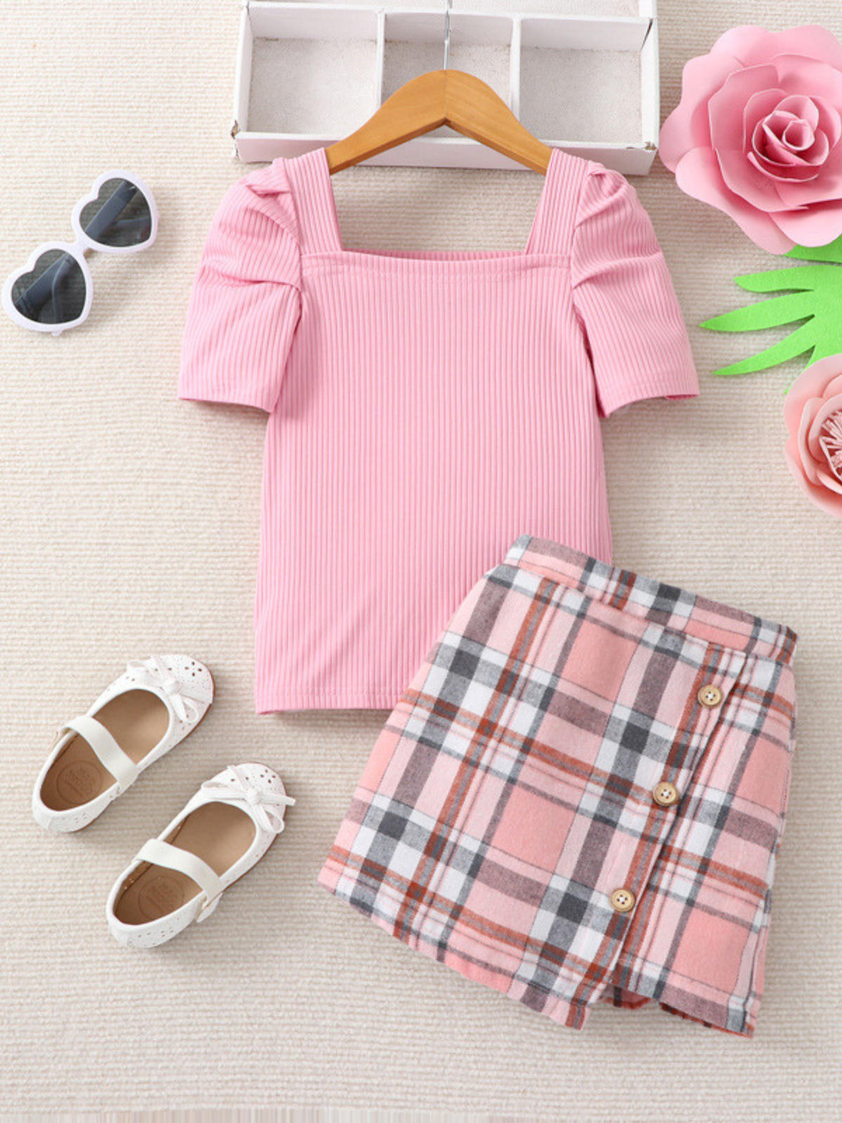 Little Miss Polished Plaid Skirt Set