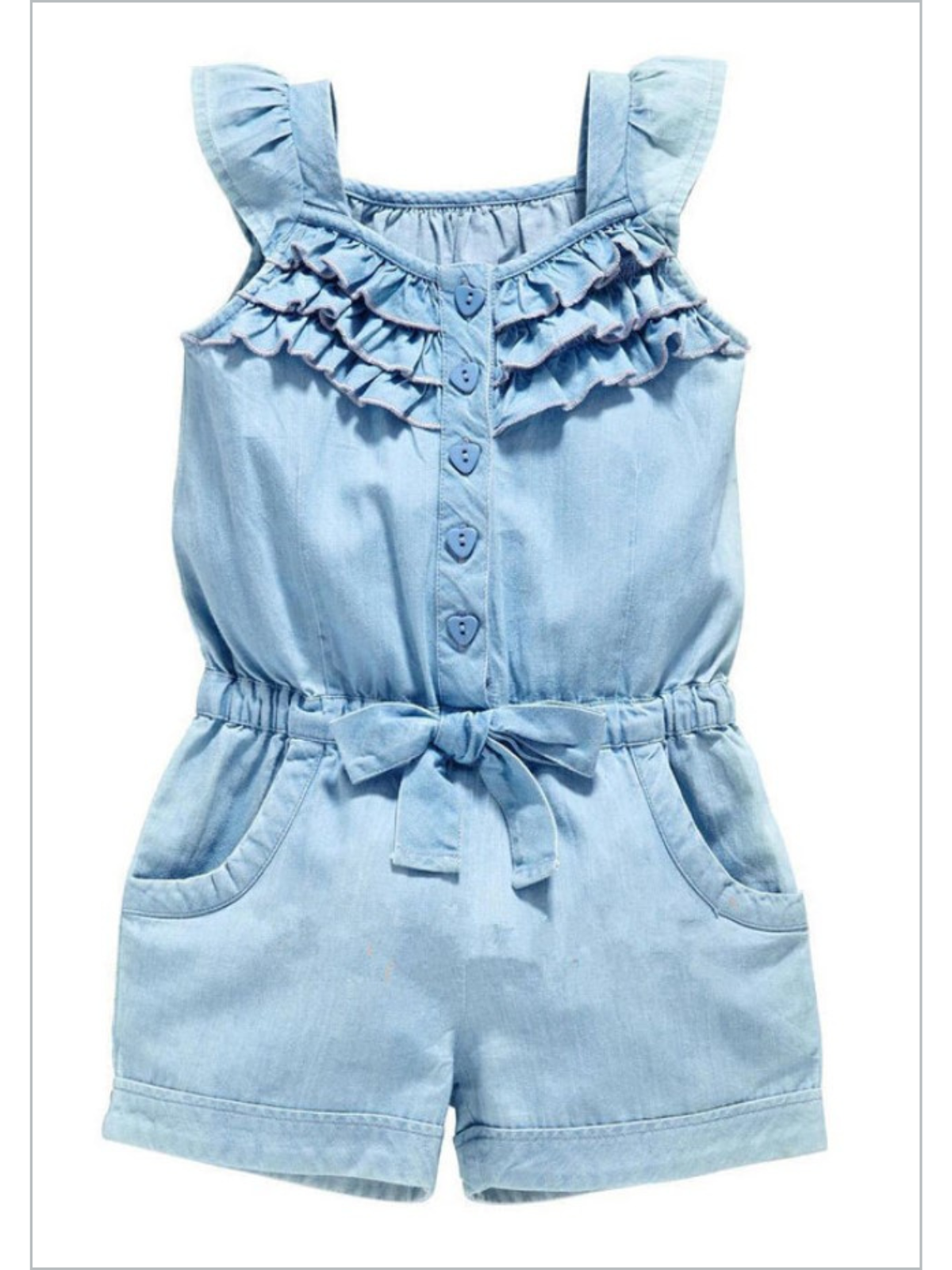 Girls Summer Clothes |Time For Playdates Denim Ruffle Romper