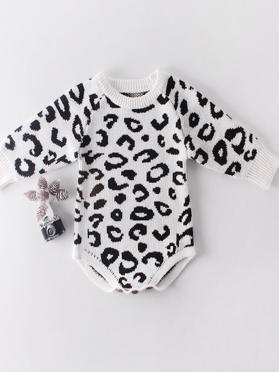 Baby Little Leopard Lady Knitted Onesie Black