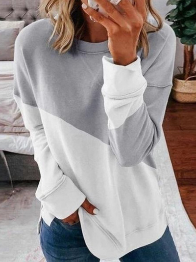 Women's Praiseworthy Patchwork Long Sleeve Top Grey