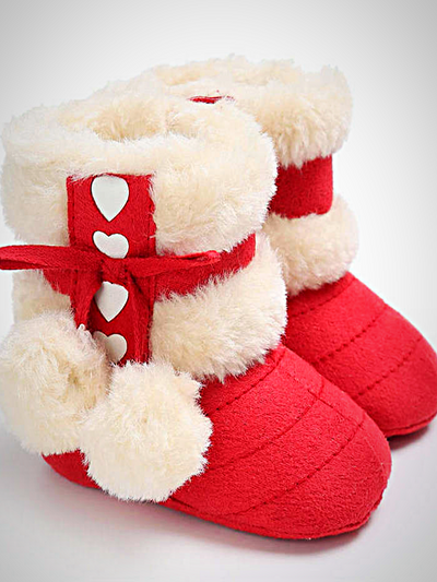 Baby Little Hearted Faux Fur Lined Booties - Mia Belle Girls
