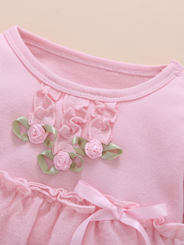 Baby Lovely In Lace Long Sleeve Skirted Onesie