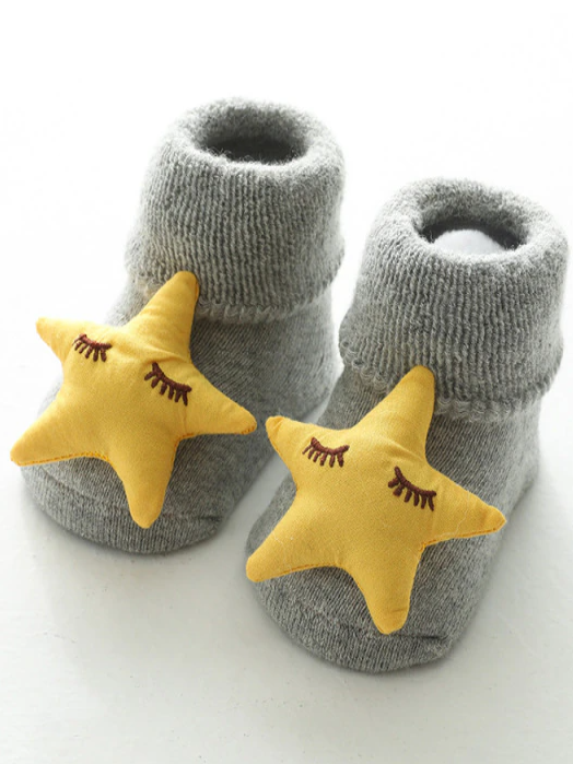 Baby Flair For The Day Plush Non-Slip Socks Grey