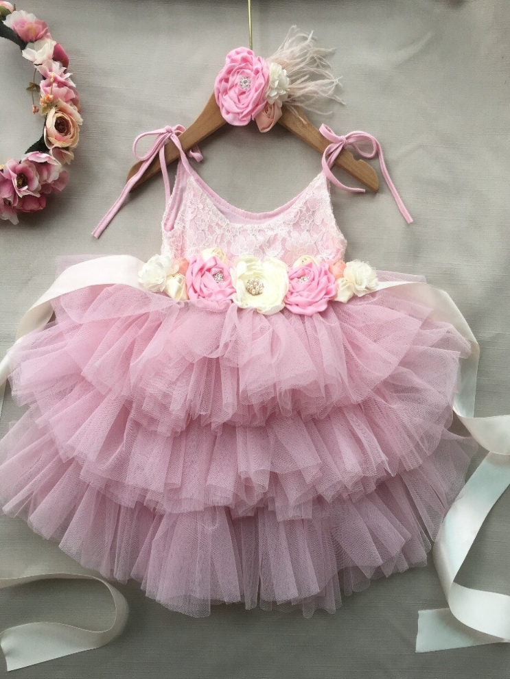 Toddler Spring Dress | Sleeveless Lace Bodice Ruffle Tulle Party Dress