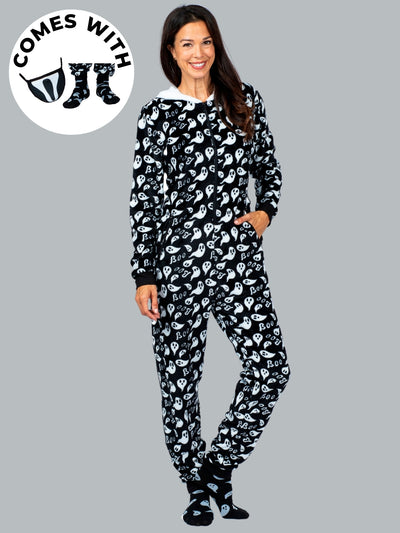 Family Halloween Ghost Hoodie Onesie Pajamas Set - Mia Belle Girls