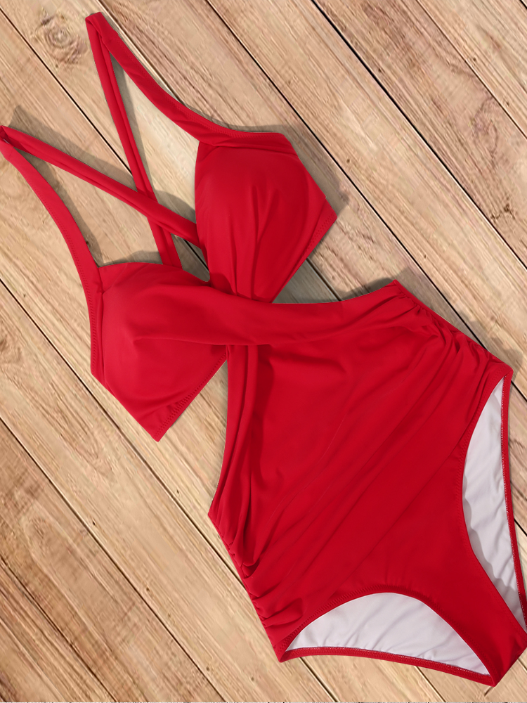 Women's Cut Out Halter Style One Piece Swimsuit - Mia Belle Girls