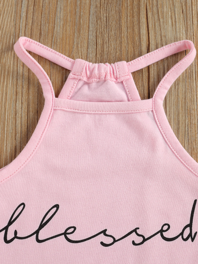 Cute Outfits For Toddlers | "Blessed" Halter Top & Camo Pants Set 