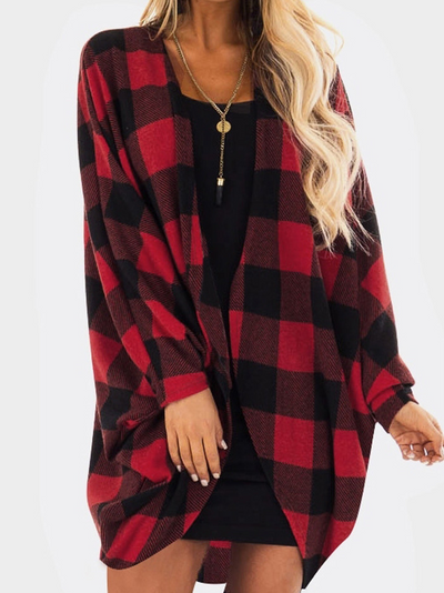 Women's More Plaid Please Long Sleeve Loose Cardigan