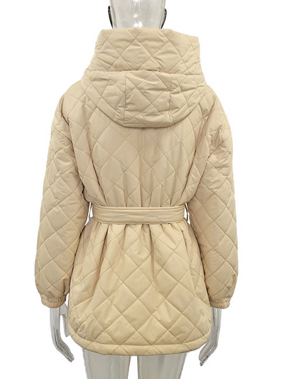 Women's Hooded Quilted Parka with Belt - Mia Belle Girls