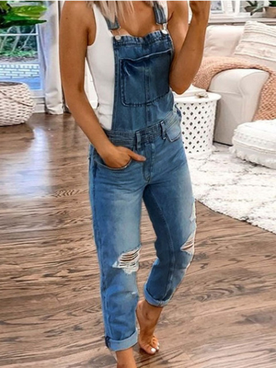 Women's Boyfriend Denim Overalls - Mia Belle Girls