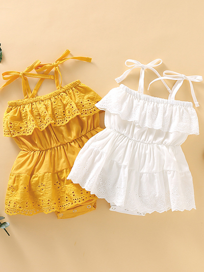 Baby Dress Style onesie with adjustable straps at the shoulder