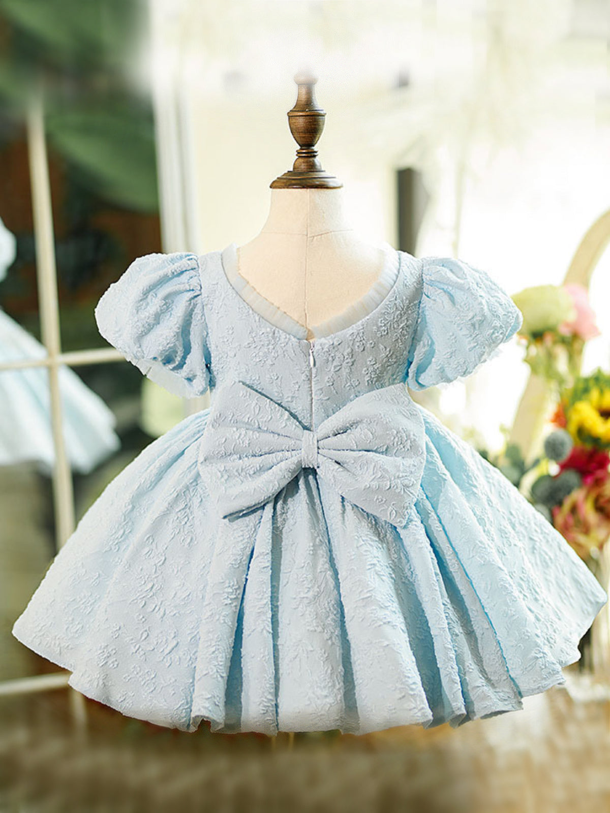 Ethereal Little Lady Puff Sleeve Floral Gown