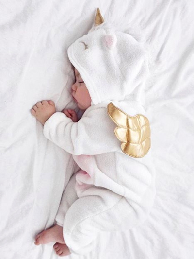 Baby Winter Unicorn Princess Hooded Long Sleeve Jumpsuit