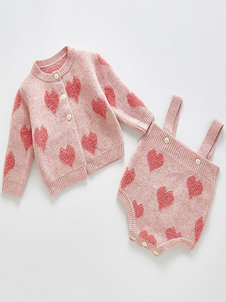 Baby "I Heart Fall Time" Sweater and Jumpsuit Onesie Set