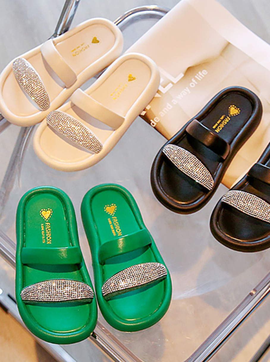 Shoes By Liv & Mia | Girls Rhinestone Slide On Slippers | Kids ShoesAll The Shine Rhinestone Slides by Liv and Mia