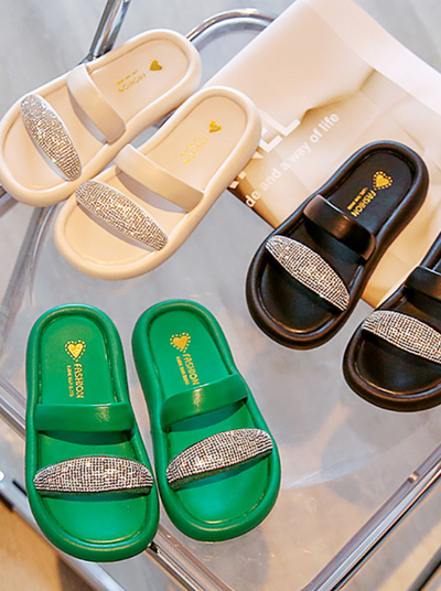 Shoes By Liv & Mia | Girls Rhinestone Slide On Slippers | Kids ShoesAll The Shine Rhinestone Slides by Liv and Mia