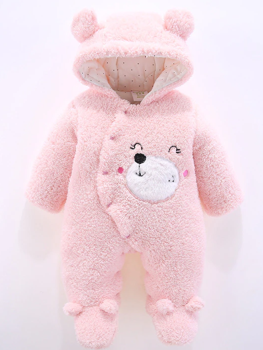 Baby Paws for Cuteness Hood and Footie Jumpsuit - Pink