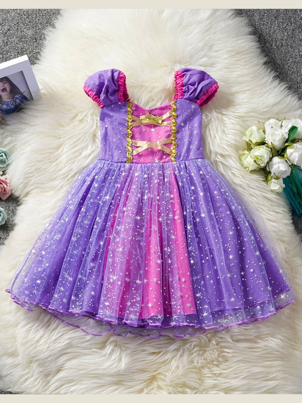 Princess Dress For Little Girls | Purple Star Sparkle Princess Dress