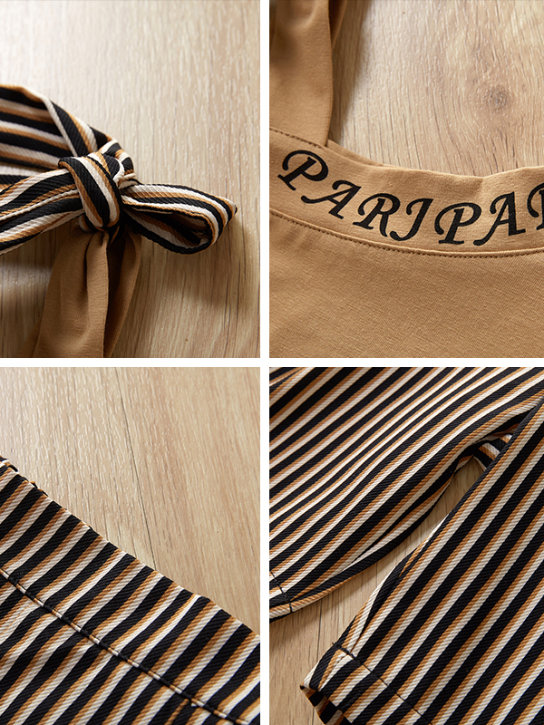 Girls Spring Outfits | Off Shoulder Top & Striped Palazzo Pants Set