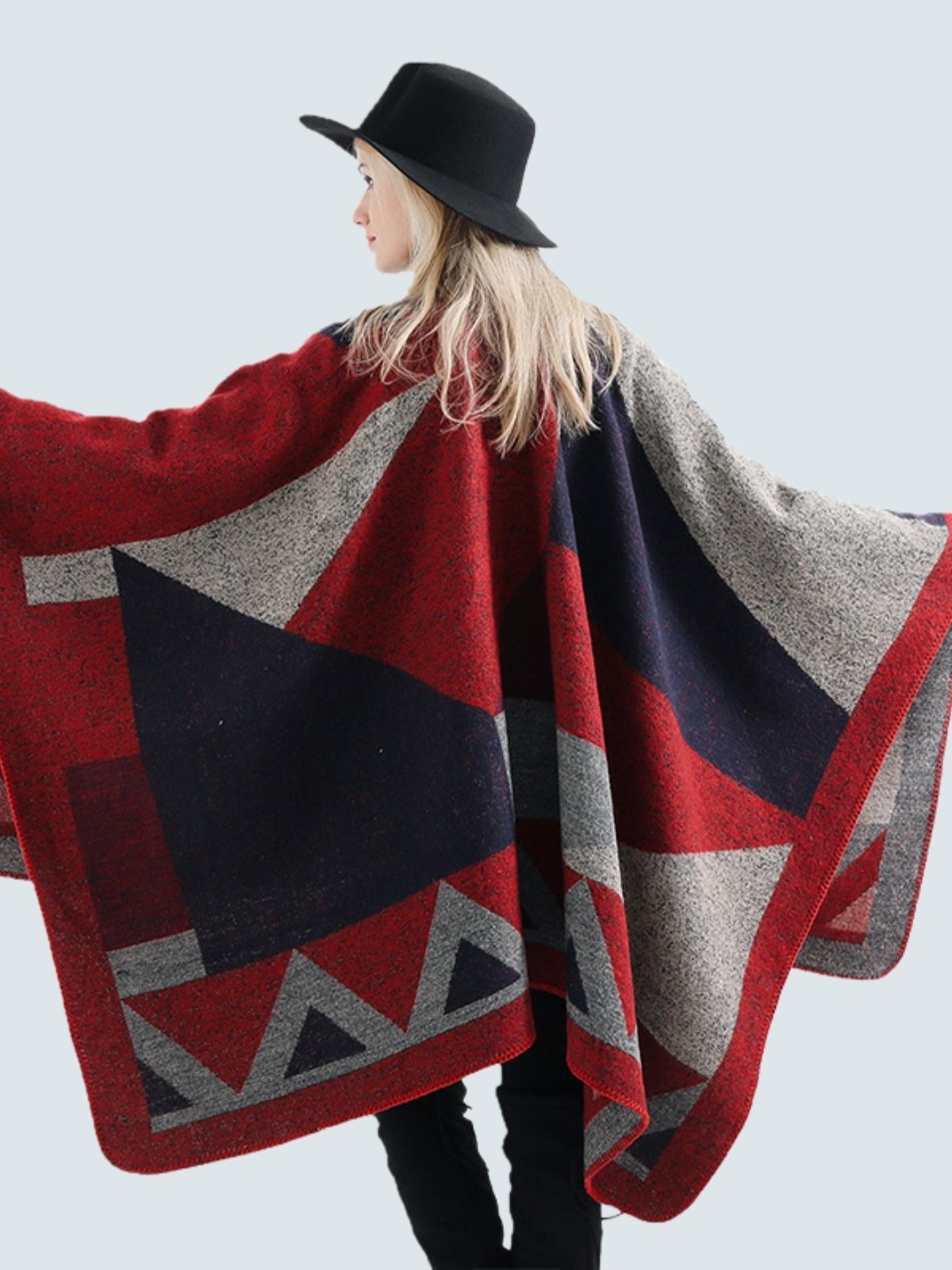 Women's Geometric Glamour Vintage Shawl Cardigan Red