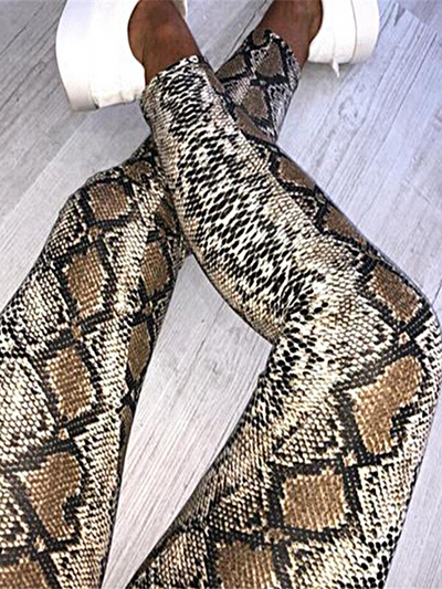 Women's Snakeskin Vegan Leather Leggings - Mia Belle Girls