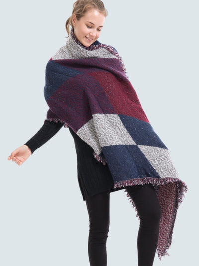 Women's 'Plaid Pashmina Please' Shawl Cardigan Purple