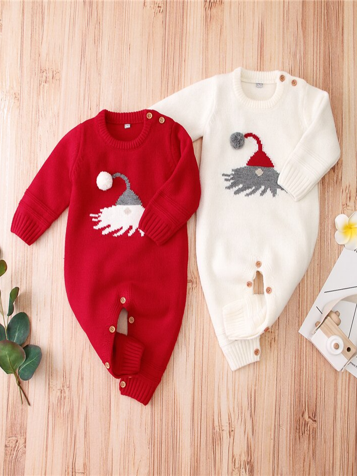 Baby Ho-Ho-Ho Long-Sleeved Knit Onesie - Mia Belle Girls