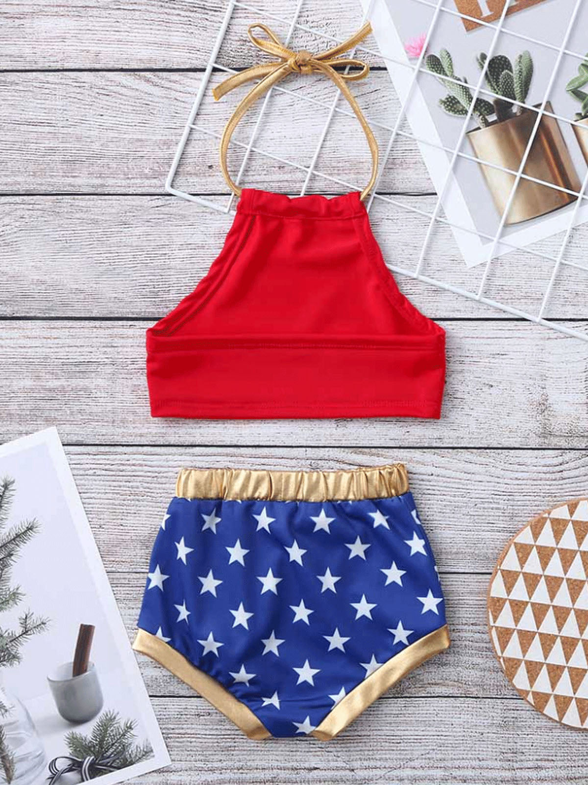Girls Wonder Woman Inspired Two Piece Swimsuit - Mia Belle Girls
