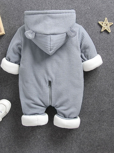Baby Mighty Mouse Ear Hood Jumpsuit Onesie Grey