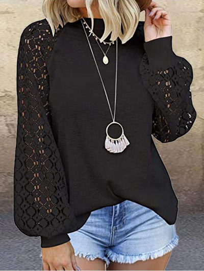 Women's Pure Elegance Crochet Sleeved Top - Mia Belle Girls