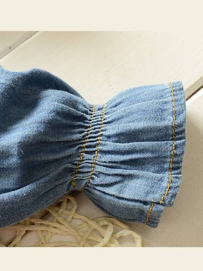 Girls Casual Spring Dresses | Denim Bodice Floral Tiered Ruffle Dress