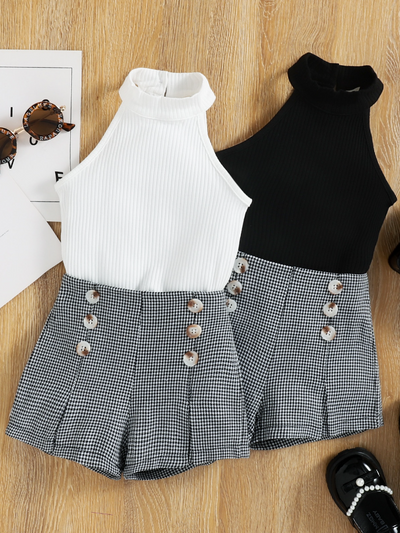 Toddler Clothing Sale | Girls Basic Halter Neck Top & Pleated Shorts