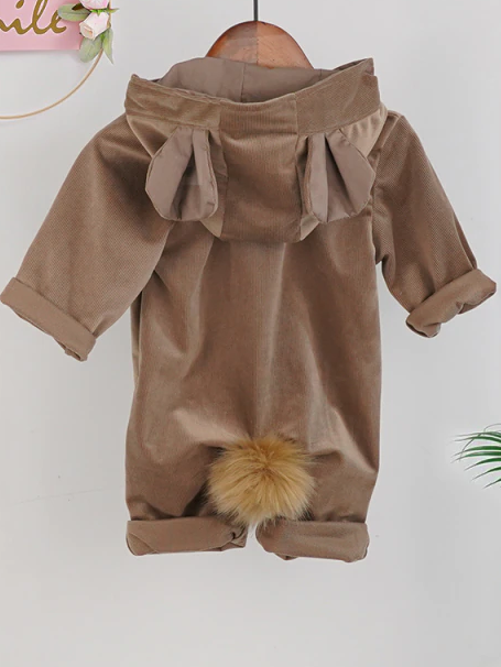 Baby Rowdy Rabbit Romper Jumpsuit Hooded Onesie Brown