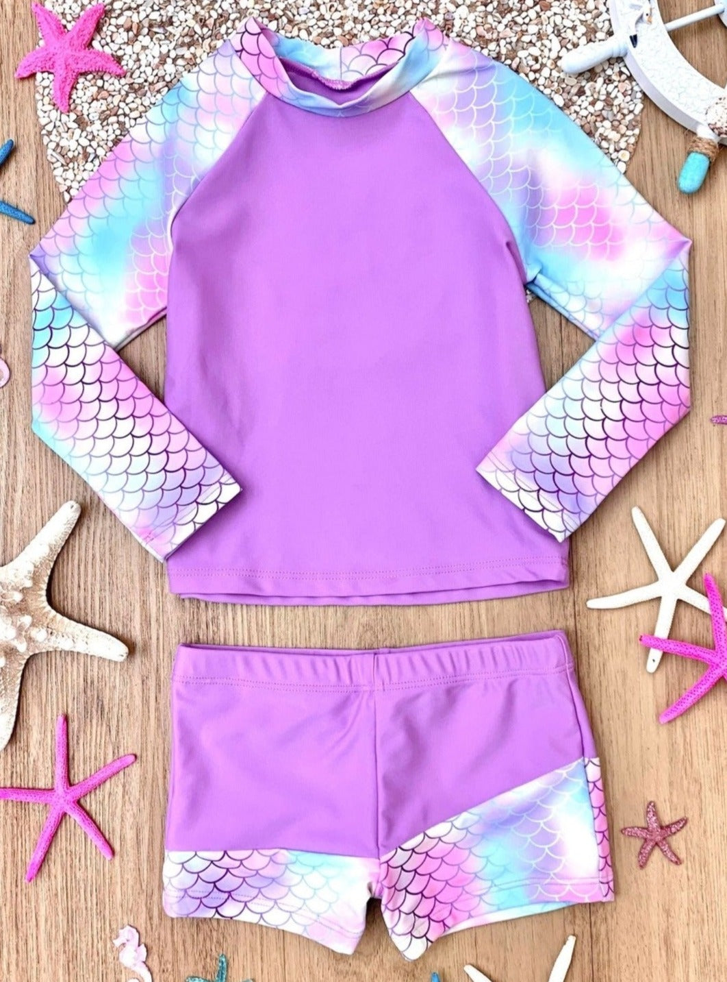 Undercover Mermaid Rash Guard Two Piece Swimsuit