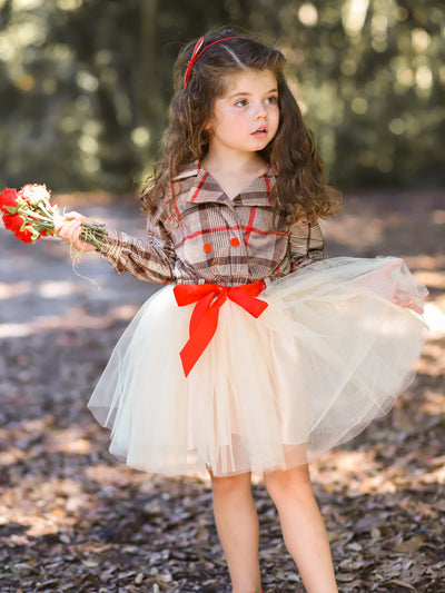 Girls Preppy Chic Dress | Plaid Blazer Tutu Dress | Mia Belle Girls