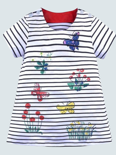 Stripes Are A Must A-Line Dress - Fall Casual Dress - Mia Belle Girls