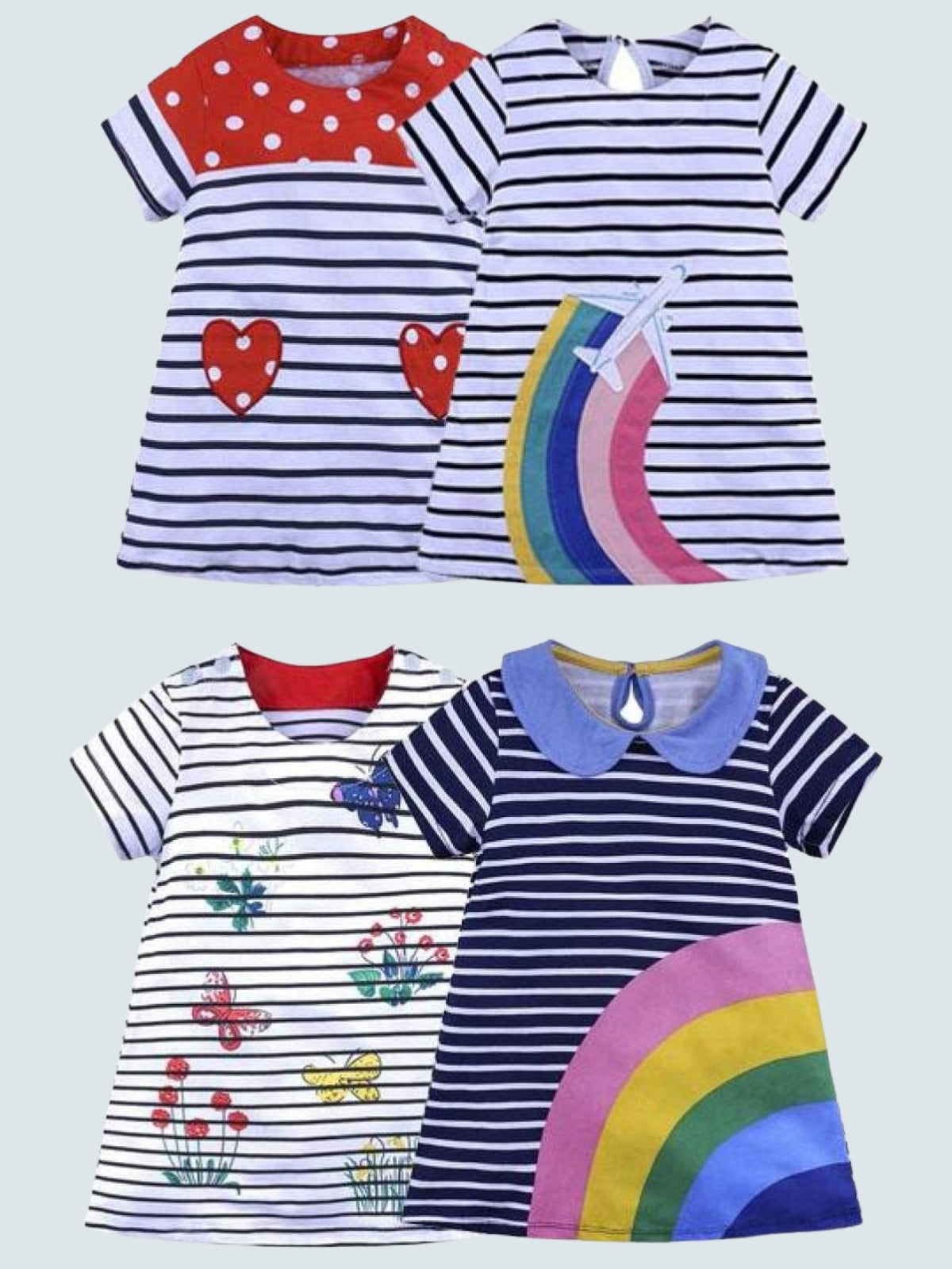 Stripes Are A Must A-Line Dress - Fall Casual Dress - Mia Belle Girls