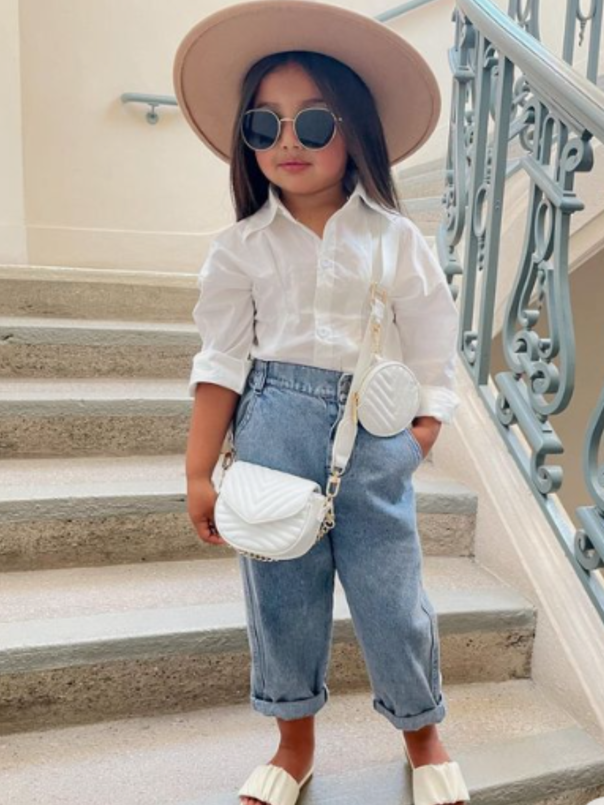 Toddler Clothing Sale | Button Up Shirt & Jeans Set | Mia Belle Girls