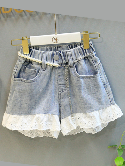 Toddler Clothing Sale | Ruffle Blouse & Lace Denim Shorts | Boutique