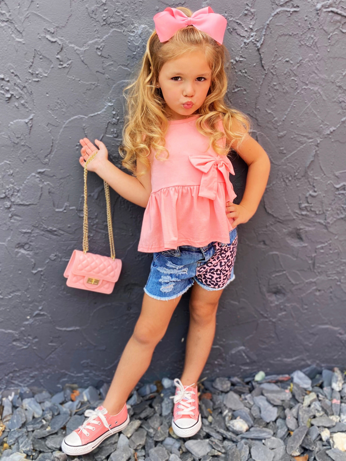 Ruffled & Wild Peplum Top & Denim Shorts Set