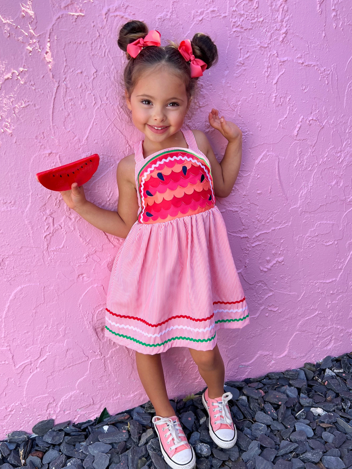 Toddler Spring Dresses | Girls Watermelon Sleeveless Pinstripe Dress