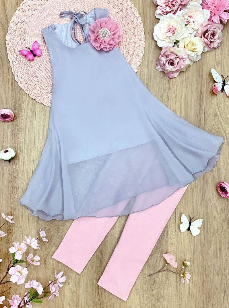 Girls Spring Outfits | Sleeveless Swing Tunic & Capris Legging Set