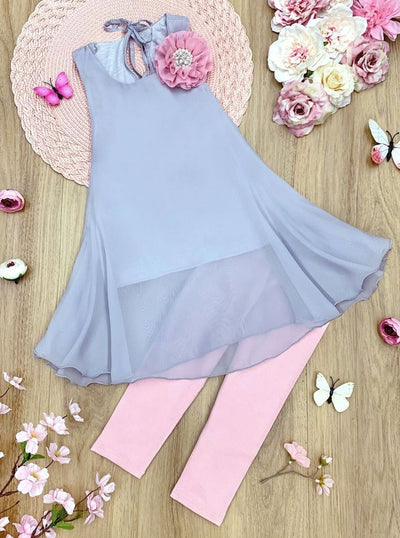 Girls Spring Outfits | Sleeveless Swing Tunic & Capris Legging Set