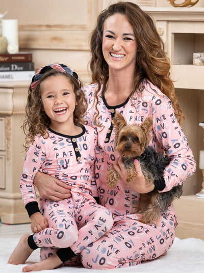 Mommy and Me "Peace Love Joy" Holiday Pajama Set