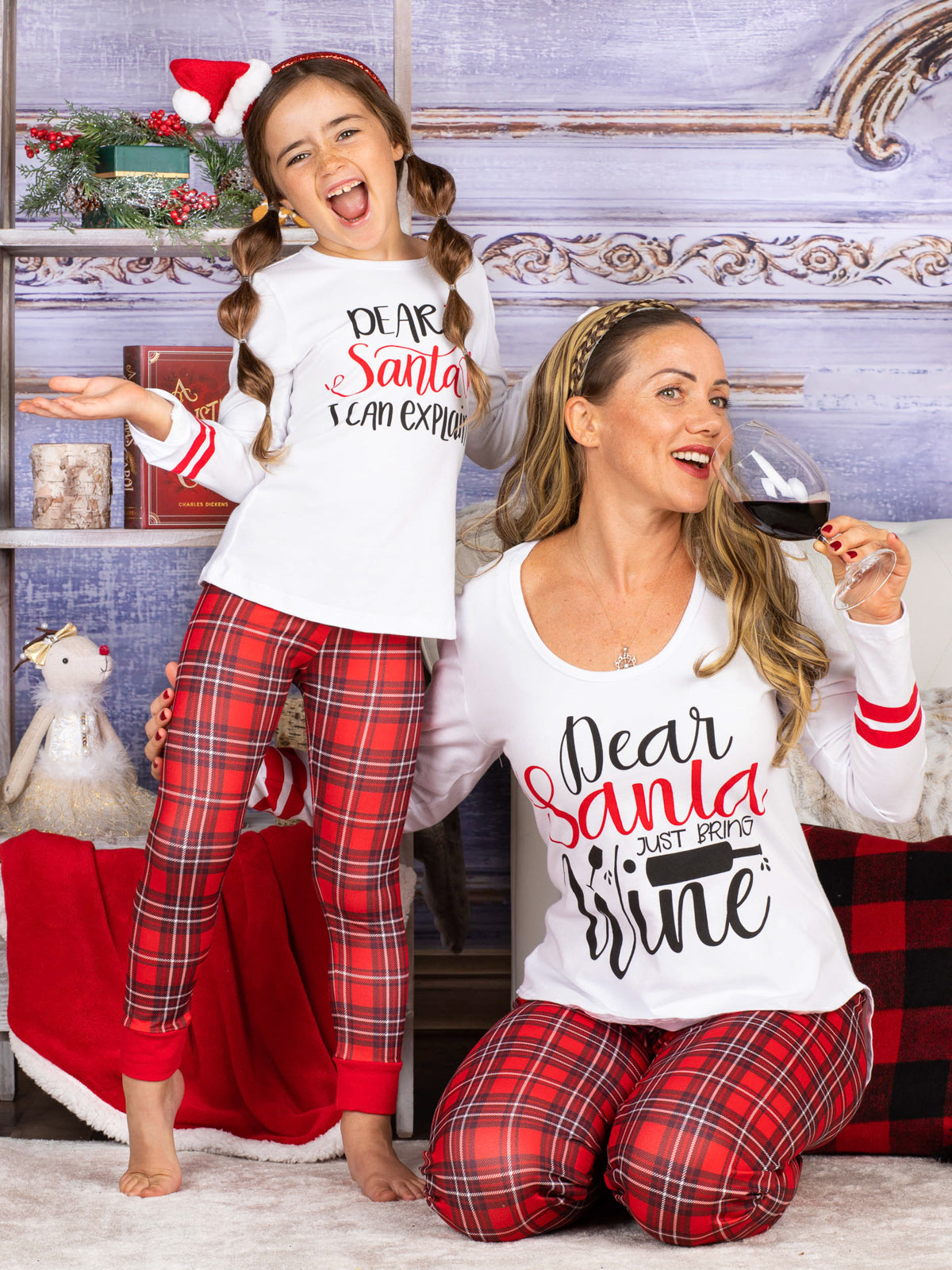 Mommy and Me Matching Pajamas | Dear Santa Pajama Set |Mia Belle Girls