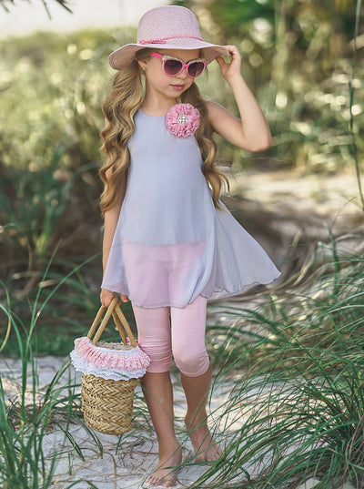 Girls Spring Outfits | Sleeveless Swing Tunic & Capris Legging Set