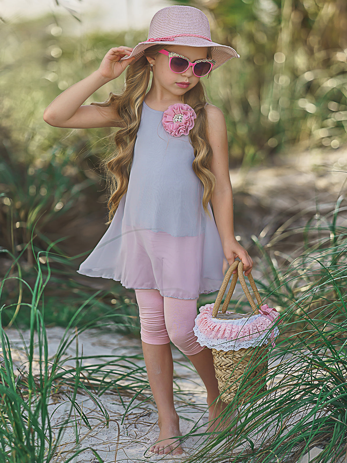 Girls Spring Outfits | Sleeveless Swing Tunic & Capris Legging Set