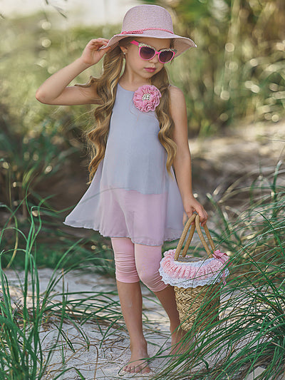 Girls Spring Outfits | Sleeveless Swing Tunic & Capris Legging Set