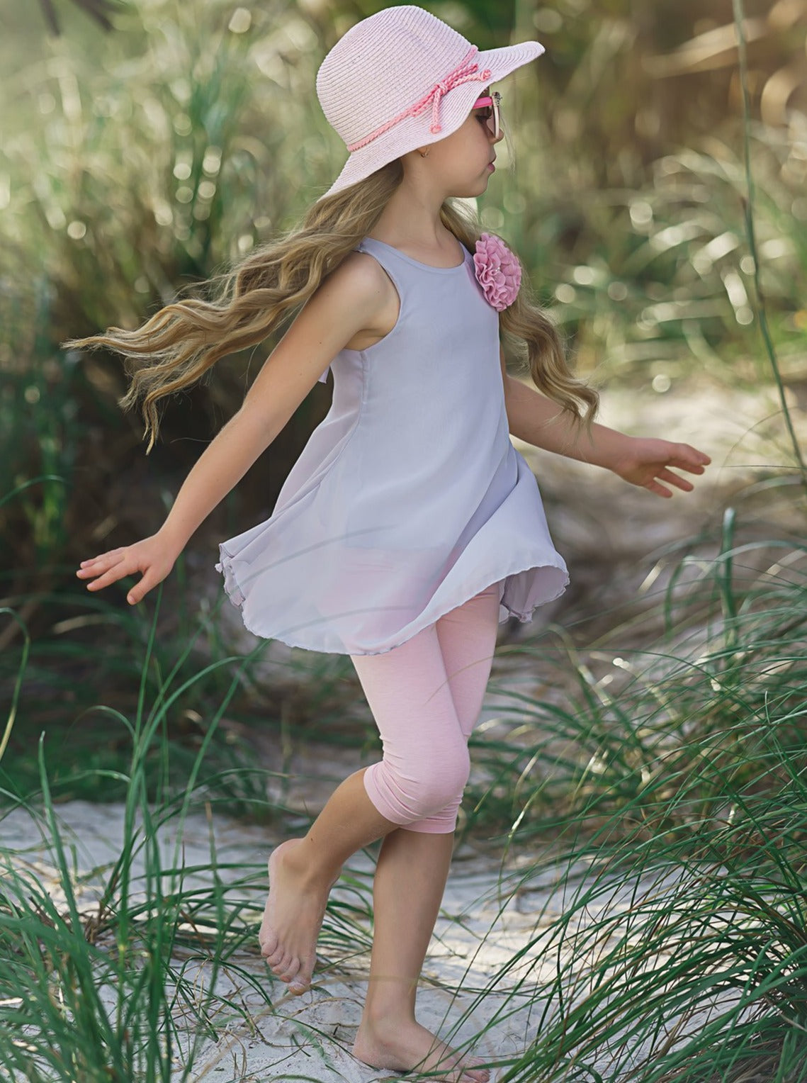 Girls Spring Outfits | Sleeveless Swing Tunic & Capris Legging Set